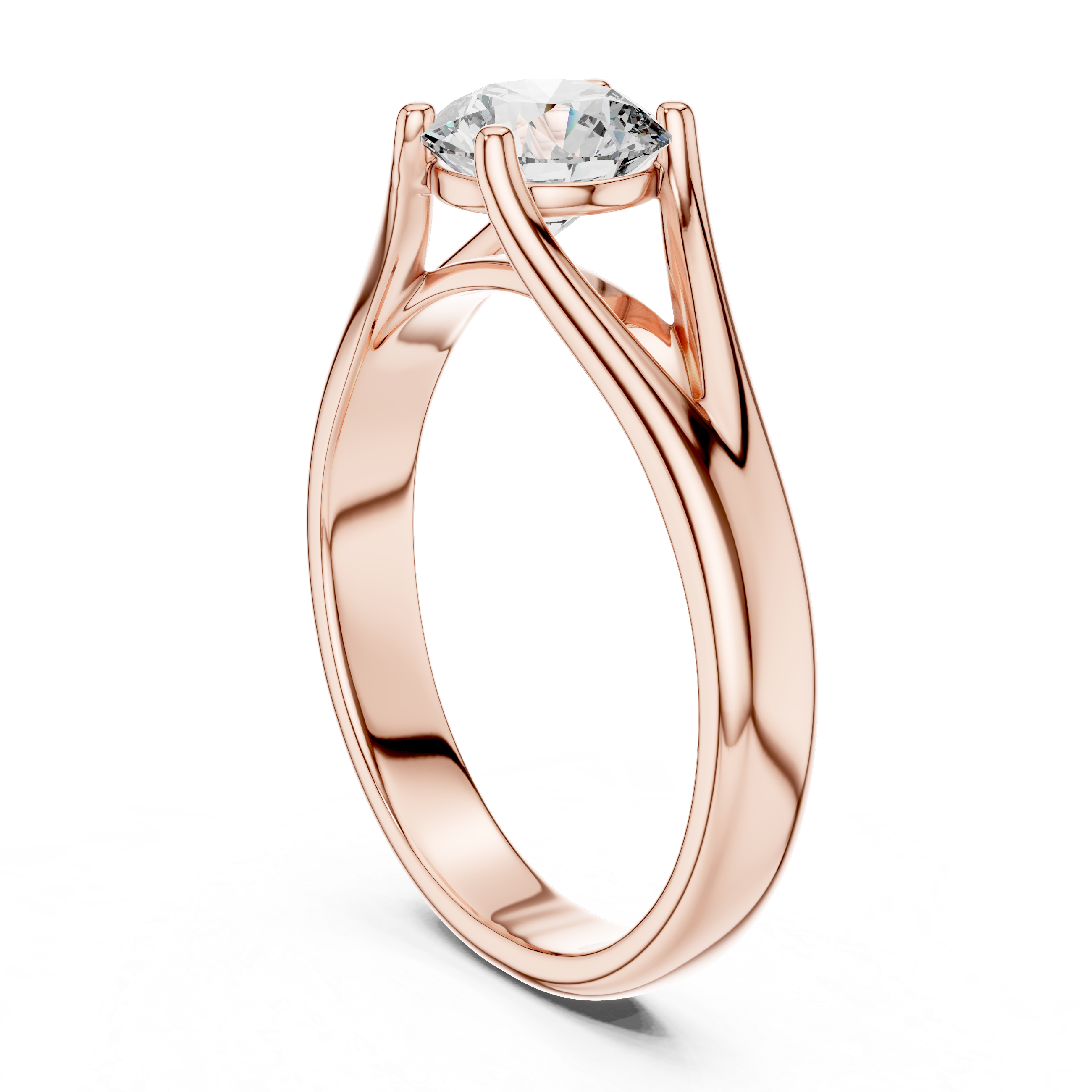 Elegant Split Shank 1-CT Round Diamond Engagement Ring in 14-KT White Gold